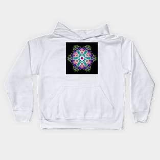 Dot Mandala Flower Blue Pink and Green Kids Hoodie